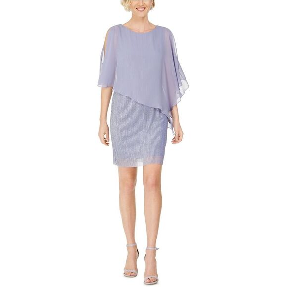 Connected Womens Chiffon Overlay Sheath Dress, ltpaspur, Petite, 10P - Picture 1 of 1